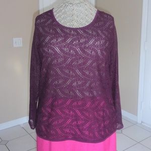 Deep Purple Lightweight Open Weave Sweater